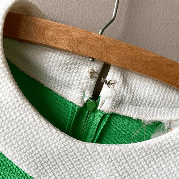 VTG 1960s Mod Green & White Dress M/L | Go-Go, Barbie, Mad Men Costume - Picture 7 of 8